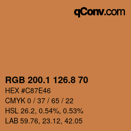 Color code: RGB 200.1 126.8 70 | qconv.com