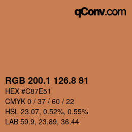 Farbcode: RGB 200.1 126.8 81 | qconv.com