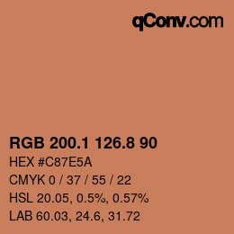 Color code: RGB 200.1 126.8 90 | qconv.com