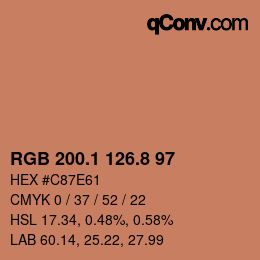 カラーコード: RGB 200.1 126.8 97 | qconv.com