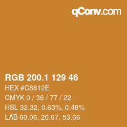 カラーコード: RGB 200.1 129 46 | qconv.com
