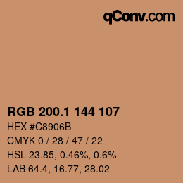 Code couleur: RGB 200.1 144 107 | qconv.com