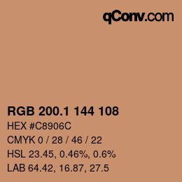 カラーコード: RGB 200.1 144 108 | qconv.com