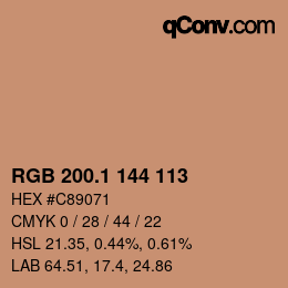 カラーコード: RGB 200.1 144 113 | qconv.com