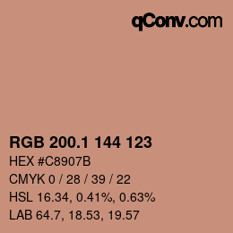 カラーコード: RGB 200.1 144 123 | qconv.com