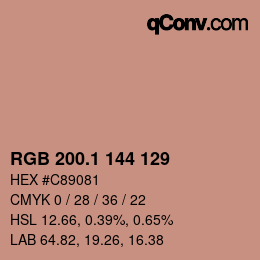 カラーコード: RGB 200.1 144 129 | qconv.com