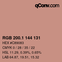 カラーコード: RGB 200.1 144 131 | qconv.com