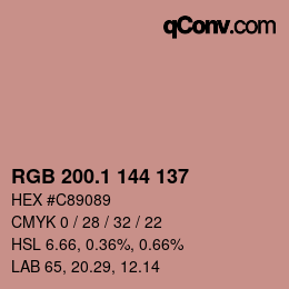 カラーコード: RGB 200.1 144 137 | qconv.com