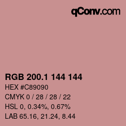 カラーコード: RGB 200.1 144 144 | qconv.com