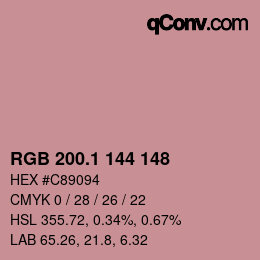 カラーコード: RGB 200.1 144 148 | qconv.com