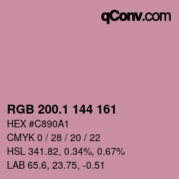 カラーコード: RGB 200.1 144 161 | qconv.com