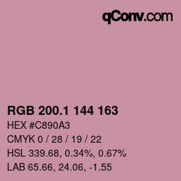 カラーコード: RGB 200.1 144 163 | qconv.com