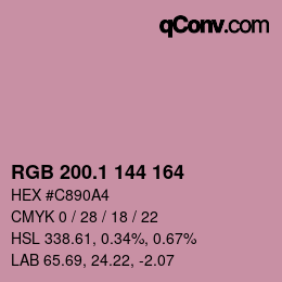 カラーコード: RGB 200.1 144 164 | qconv.com