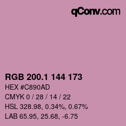 カラーコード: RGB 200.1 144 173 | qconv.com
