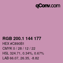 カラーコード: RGB 200.1 144 177 | qconv.com