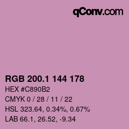 カラーコード: RGB 200.1 144 178 | qconv.com