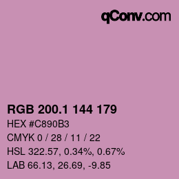 カラーコード: RGB 200.1 144 179 | qconv.com