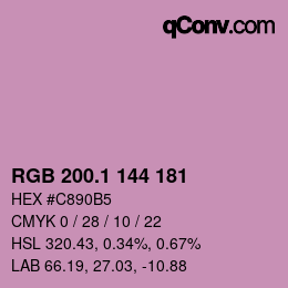 カラーコード: RGB 200.1 144 181 | qconv.com