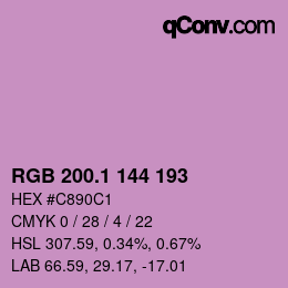 カラーコード: RGB 200.1 144 193 | qconv.com