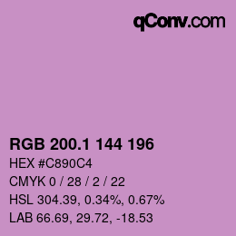 カラーコード: RGB 200.1 144 196 | qconv.com