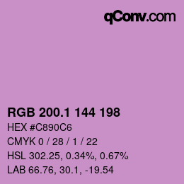 カラーコード: RGB 200.1 144 198 | qconv.com