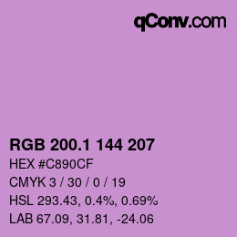 カラーコード: RGB 200.1 144 207 | qconv.com