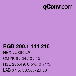 カラーコード: RGB 200.1 144 218 | qconv.com