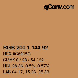 Color code: RGB 200.1 144 92 | qconv.com