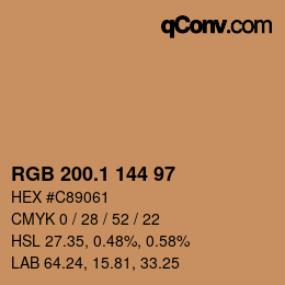 Farbcode: RGB 200.1 144 97 | qconv.com