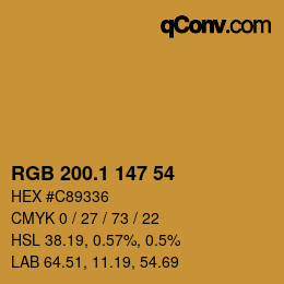カラーコード: RGB 200.1 147 54 | qconv.com