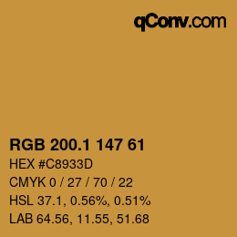 カラーコード: RGB 200.1 147 61 | qconv.com