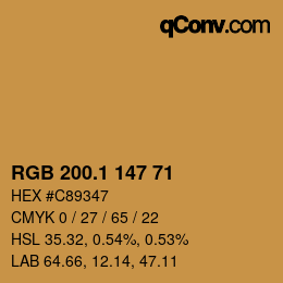 カラーコード: RGB 200.1 147 71 | qconv.com