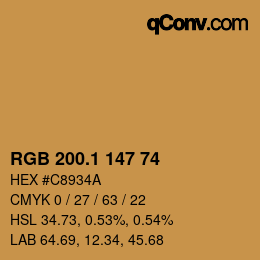 カラーコード: RGB 200.1 147 74 | qconv.com