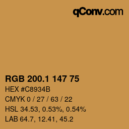 カラーコード: RGB 200.1 147 75 | qconv.com