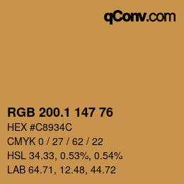カラーコード: RGB 200.1 147 76 | qconv.com