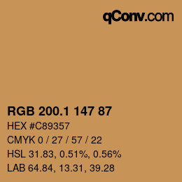 カラーコード: RGB 200.1 147 87 | qconv.com