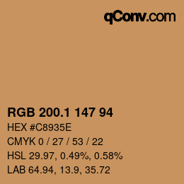 カラーコード: RGB 200.1 147 94 | qconv.com
