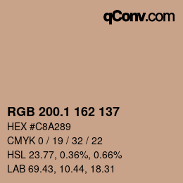 カラーコード: RGB 200.1 162 137 | qconv.com
