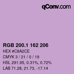 カラーコード: RGB 200.1 162 206 | qconv.com