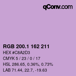 カラーコード: RGB 200.1 162 211 | qconv.com