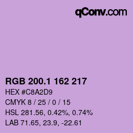 カラーコード: RGB 200.1 162 217 | qconv.com