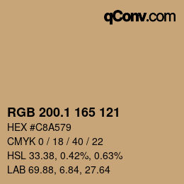 カラーコード: RGB 200.1 165 121 | qconv.com