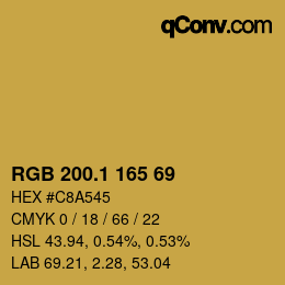 カラーコード: RGB 200.1 165 69 | qconv.com