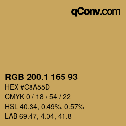 カラーコード: RGB 200.1 165 93 | qconv.com