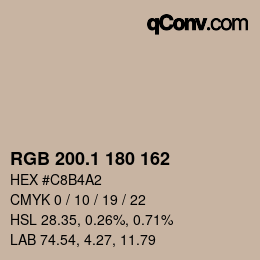 カラーコード: RGB 200.1 180 162 | qconv.com