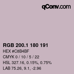 カラーコード: RGB 200.1 180 191 | qconv.com