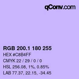 Color code: RGB 200.1 180 255 | qconv.com