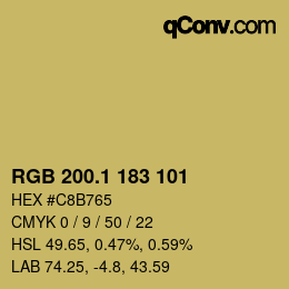 カラーコード: RGB 200.1 183 101 | qconv.com