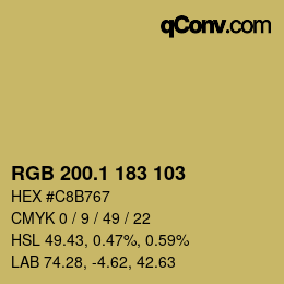カラーコード: RGB 200.1 183 103 | qconv.com