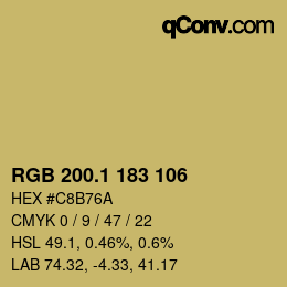 カラーコード: RGB 200.1 183 106 | qconv.com